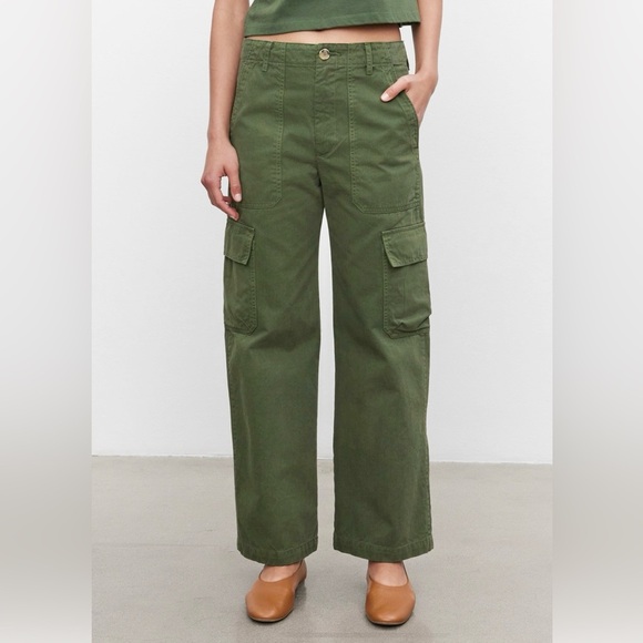 Velvet by Graham & Spencer Pants - Velvet by Graham & Spencer Makayla Sanded Twill Cargo Pant Green NWT